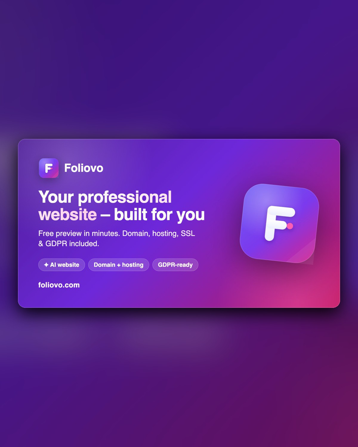 Foliovo — the live AI website generator built and operated by Tippel
